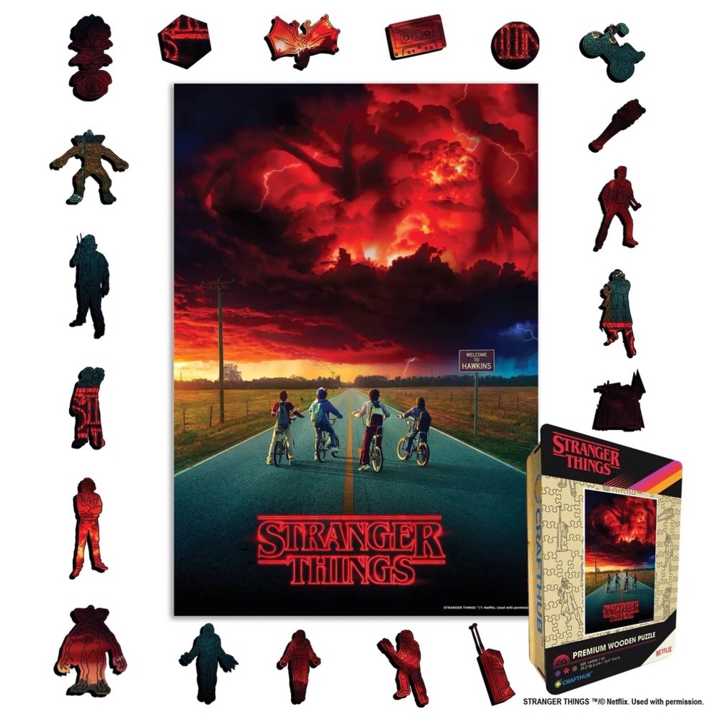 Stranger Things Wooden Jigsaw Puzzle in wooden gift box - Into the Upside Down